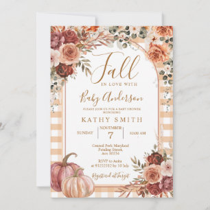 Invitation Marsala En vichy Citrouille tombe dans le Baby sho