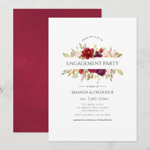 Invitation Marsala et Blush Floral Engagement Party