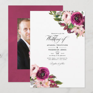 Invitation Marsala et Blush Floral Mariage Photo