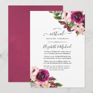 Invitation Marsala et Blush Floral Online Mariage virtuel