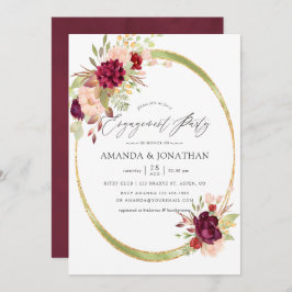 Invitation Marsala et Blush Geometry Engagement Party