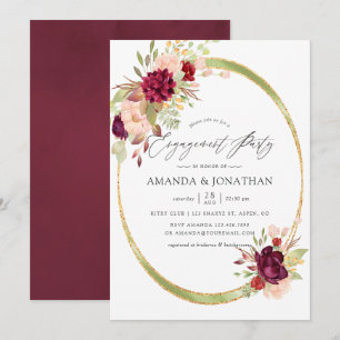 Invitation Marsala et Blush Geometry Engagement Party