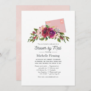 Invitation Marsala et Douche florale Blush par la poste