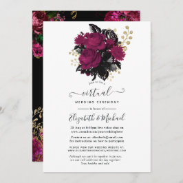 Invitation Marsala et Gold Floral Mariage virtuel