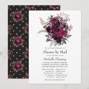 Invitation Marsala et Rose Gold Floral Douche par Mail