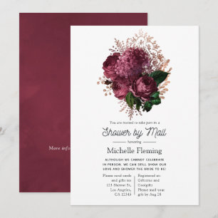 Invitation Marsala et Rose Gold Floral Fête des mariées par M