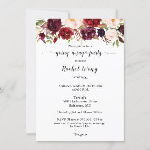 Invitation Marsala Floral Se Déplacer Parti Photo