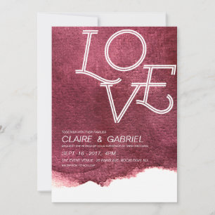 Invitation Marsala peint rose amour moderne simple mariage