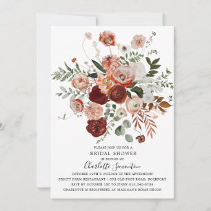 Invitation Marsala Pink Terracotta Fête des mariées Florale I