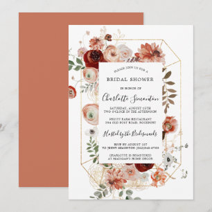 Invitation Marsala Pink Terracotta Fête des mariées Florale I