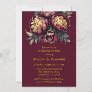 Invitation Marsala Red et Gold Peony