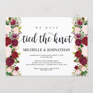 Invitation Marsala rose floral, Nous nous sommes mariés, Fugu