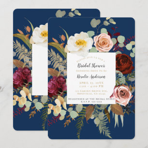 Invitation Marsala Rose Navy Bleu Shower de Mariée Floral Rus