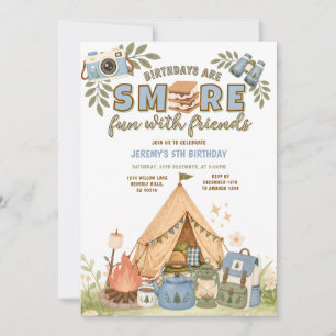 Invitation Marshmallow d'anniversaire Blue Smore Fun With Fri