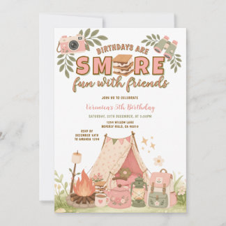 Invitation Marshmallow d'anniversaire Rose Smore Fun With Fri