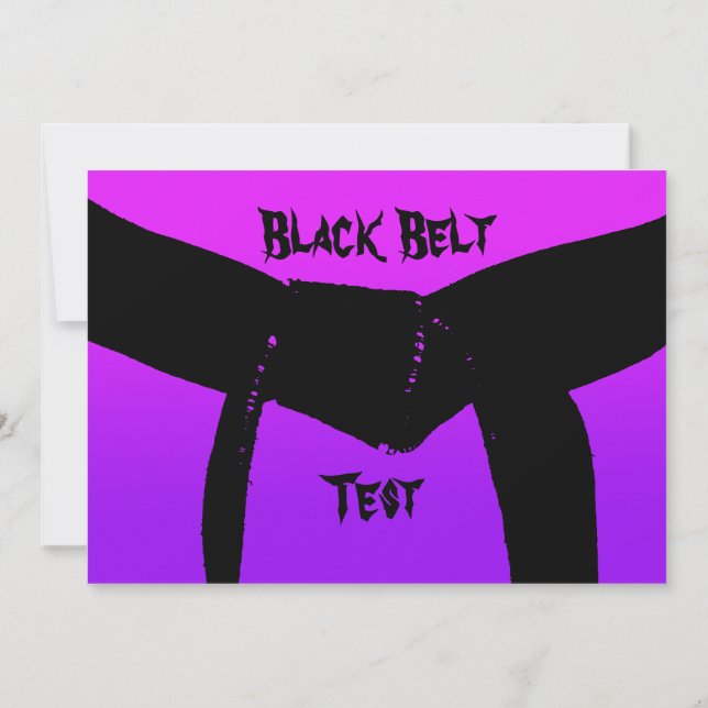 Invitation Martial Arts Black Belt Promotion Test Pink Purple (Dos)