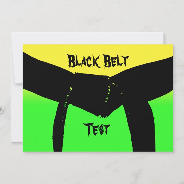 Invitation Martial Arts Black Belt Rank Test jaune vert (Dos)