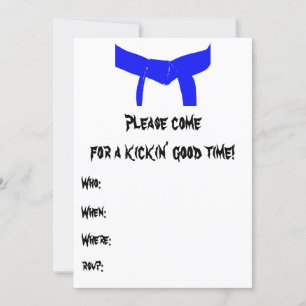 Invitation Martial Arts Blue Belt Anniversaire Fête Invitatio