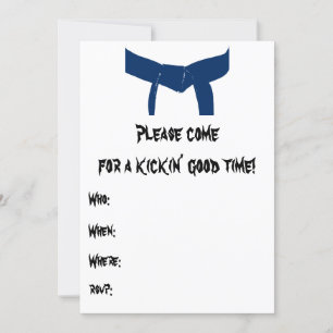Invitation Martial Arts Blue Belt Anniversaire Fête Invitatio