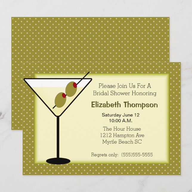 Invitation Martini Bridal Shower (Devant / Derrière)