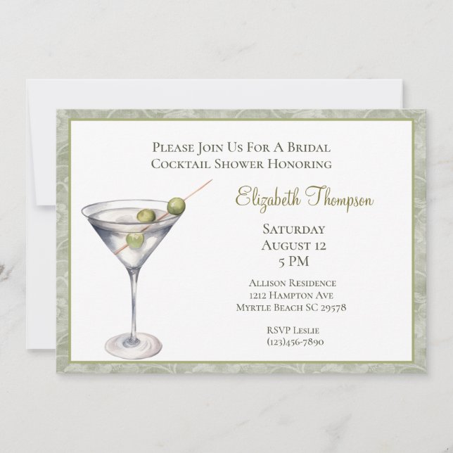 Invitation Martini Bridal Shower (Devant)