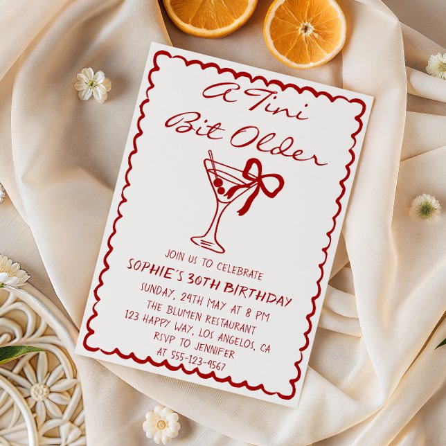 Invitation Martini Cocktail A Tini Bit Older 30th Birthday (Créateur téléchargé)