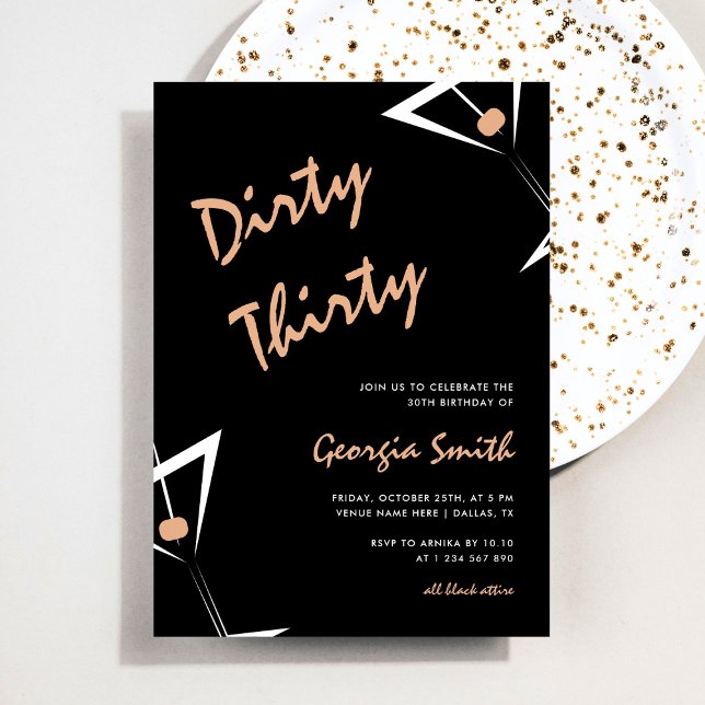 Invitation Martini Cocktail Dirty Trente fête d'anniversaire (Créateur téléchargé)