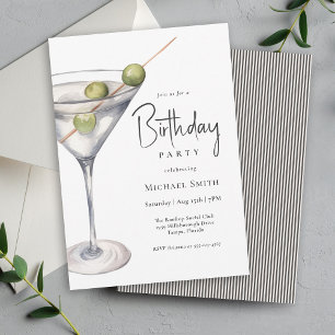 Invitation Martini Cocktail Thème Anniversaire