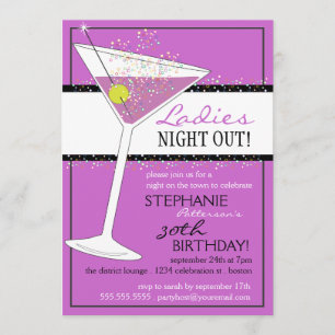 Invitation Martini fête d'anniversaire Dames Night Out