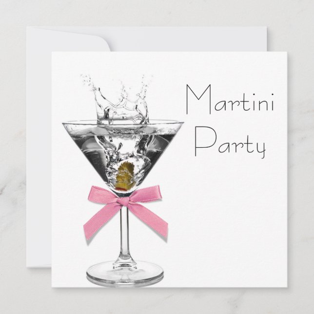 Invitation Martini Glass Pink Martini Party (Devant)