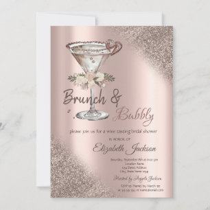 Invitation Martini Heart Parties scintillant Bokeh Brunch & B