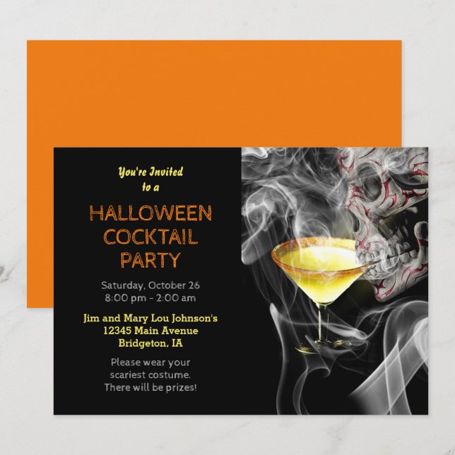 Invitation Martini Martini Halloween Cocktail Party (Devant / Derrière)