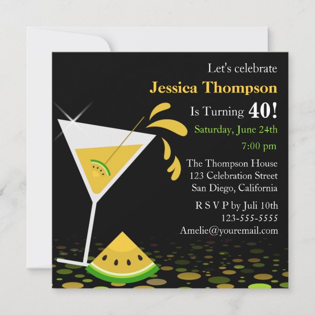 Invitation Martini Martini Martini fête d'anniversaire Invita (Devant)