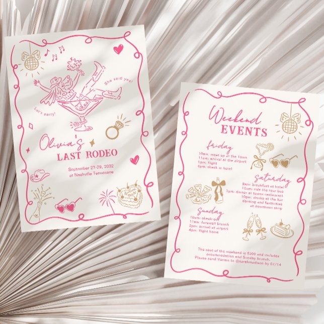 Invitation Martini Rodéo Dernier week-end de rose fille Bache (Créateur téléchargé)