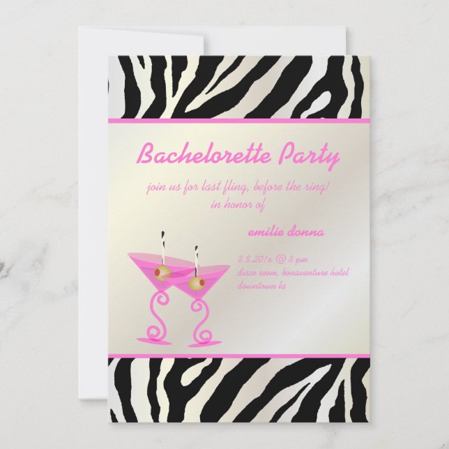 Invitation Martini rose Bachelorette (Devant)