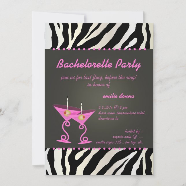 Invitation Martini rose Bachelorette (Devant)