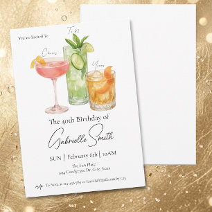 Invitation Martini thème 40 ans Anniversaire Femme Cheers