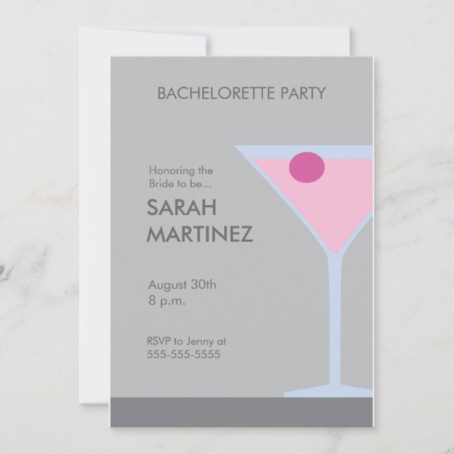 Invitation martinipink, Honoring the Bride to be..., Augus... (Devant)