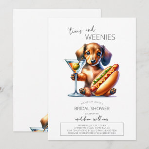 Invitation Martinis et Weenies Fête des mariées Dachshund