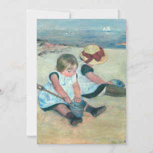 Invitation Mary Cassatt - Enfants jouant sur la plage