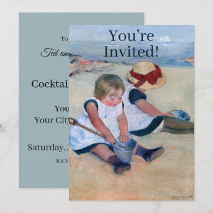 Invitation Mary Cassatt Enfants Jouant sur la Plage 1884