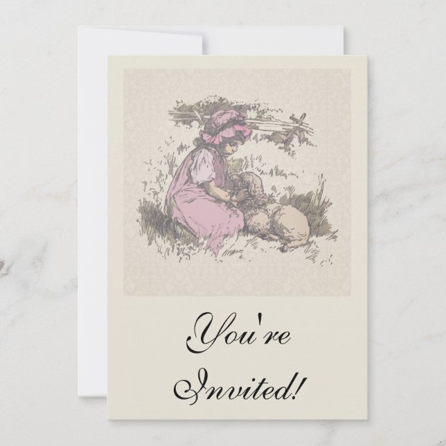 Invitation Mary Had a Little Lamb Nursery Rhyme (Devant)