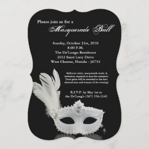 Invitation Mascarade blanche Masque Masque Masque Costume Hal