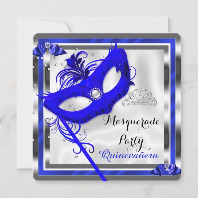 Invitation Mascarade bleue Quinceanera 15ème anniversaire (Devant)