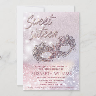 Invitation Mascarade charmant scintillant glittery ombre invi