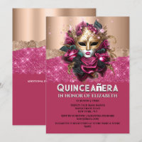 Mascarade florale rose or Quinceañera anniversaire