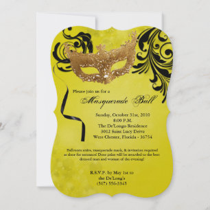 Invitation Mascarade Jaune Mascarade Masque Masque Costume Ha