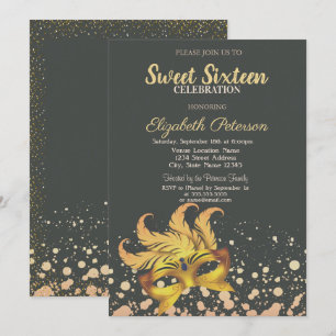 Invitation Mascarade,Masque,Paillettes,Confettis Sweet 16