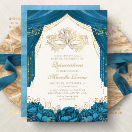 Invitation Mascarade Masquée Mascarade Turquoise Quinceanera