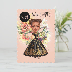 Invitation Mascarade personnalisée 21e anniversaire Bash